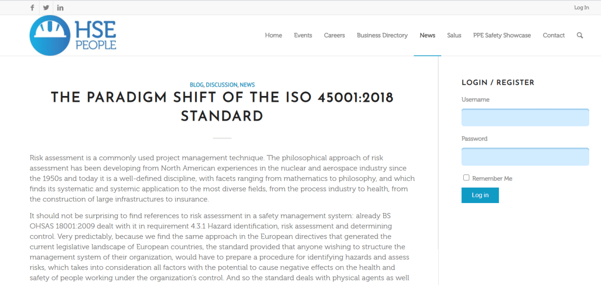 The Paradigm Shift of the ISO 45001:2018 Standard – HSE&nbsp;People